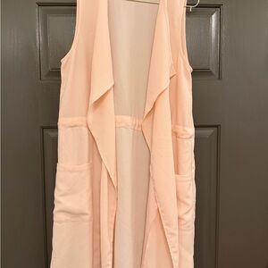 Light Peach Sleeveless Duster Vest